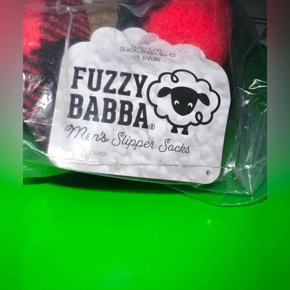 Fuzzy Babba ,NWT, men’s faux fur slipper sock XL shoe‎ size 10 to 12 one pair